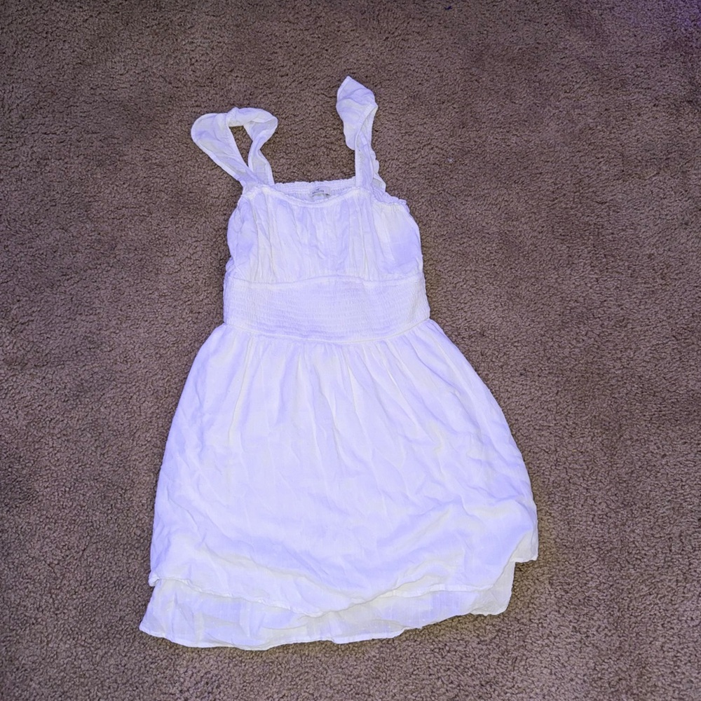 Hollister White Ruffled Tie Front Midi Dress